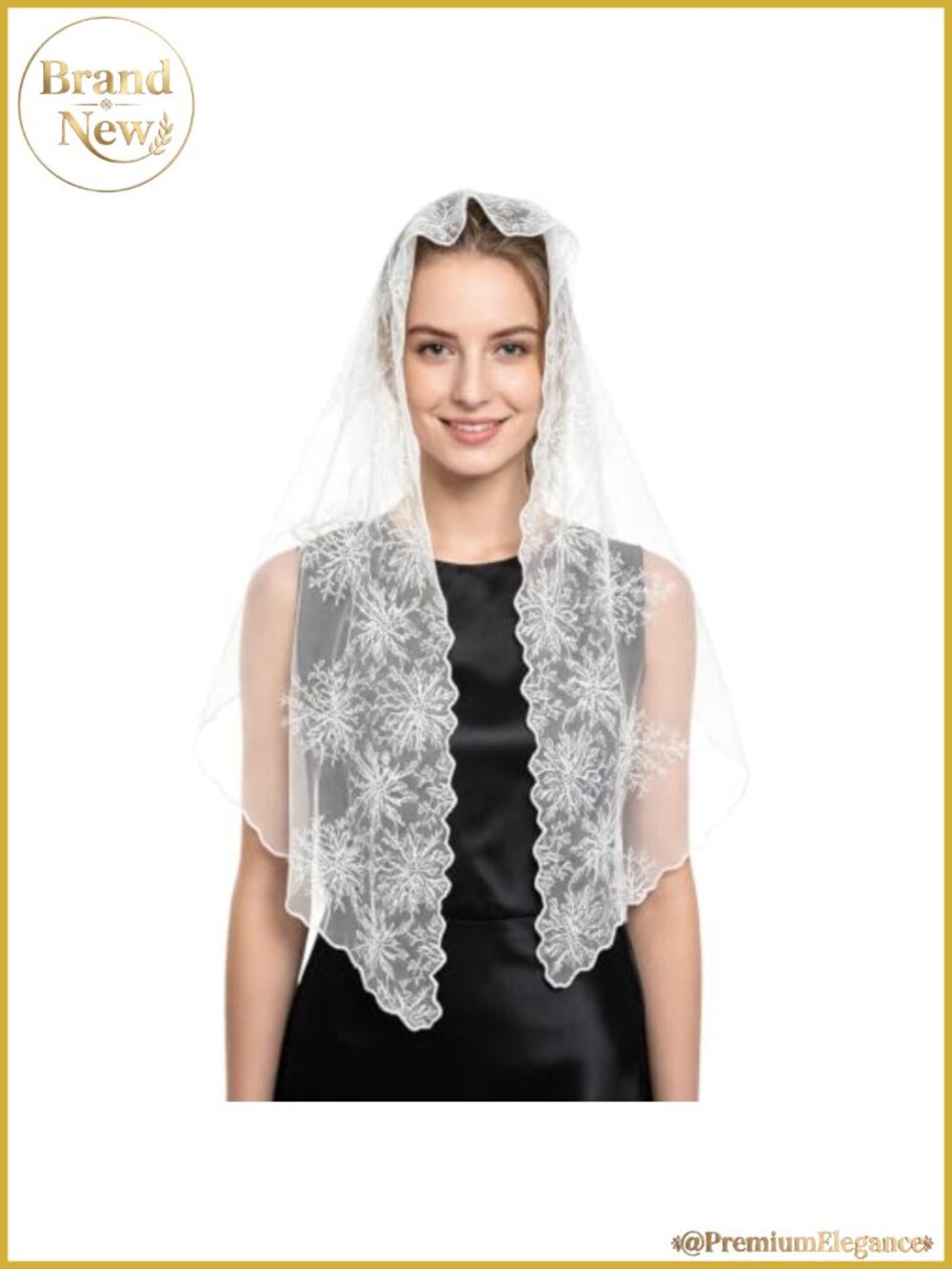 Pearl Lace Veil Scarf Church Mantilla Wedding Bride Wrap Shawl